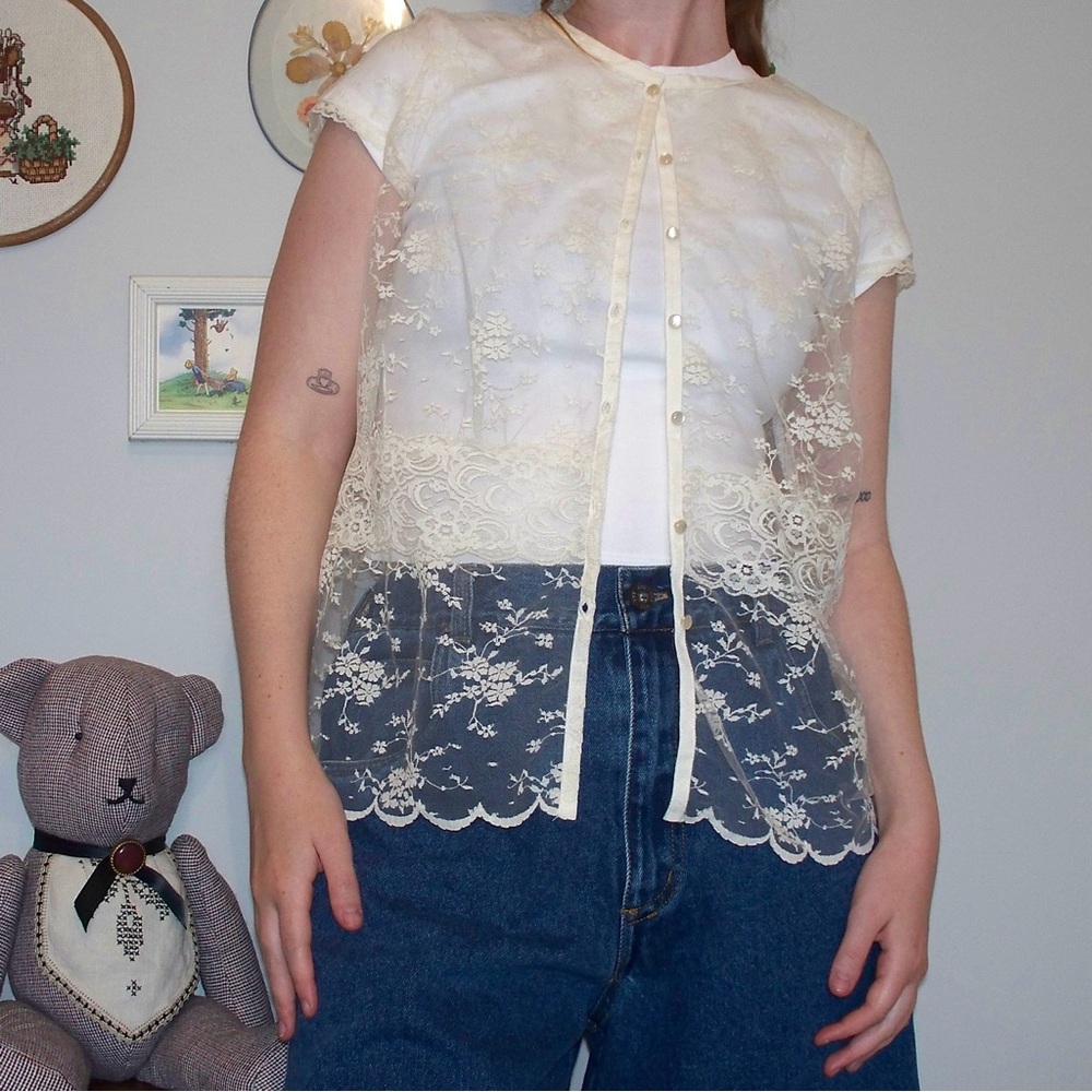 liz claiborne lace button up